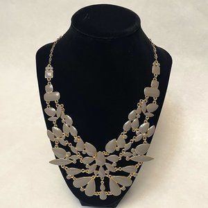 Natasha Couture Grey Stone Bib Necklace, EUC